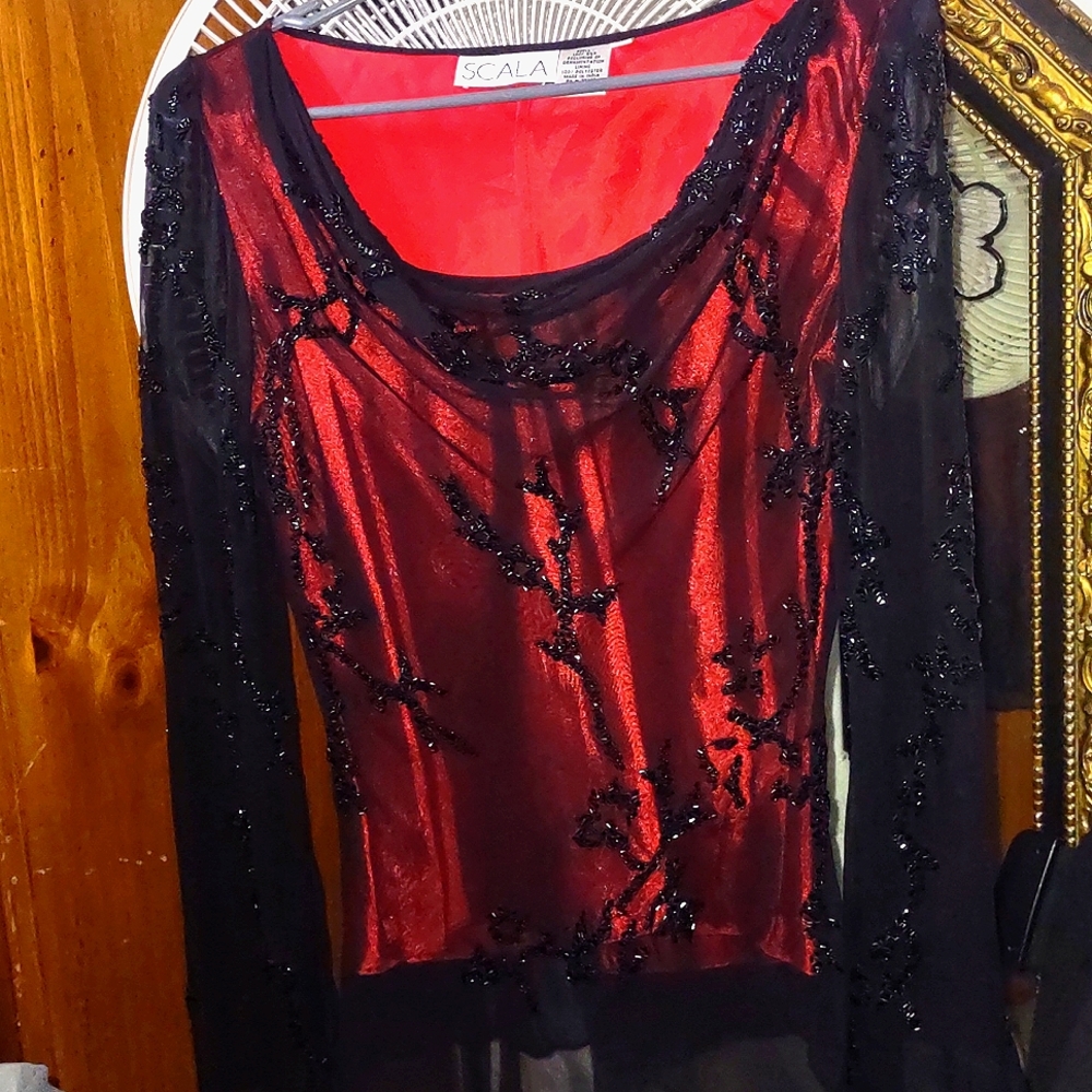 Vintage SCALA black/red Honeymoon Top
